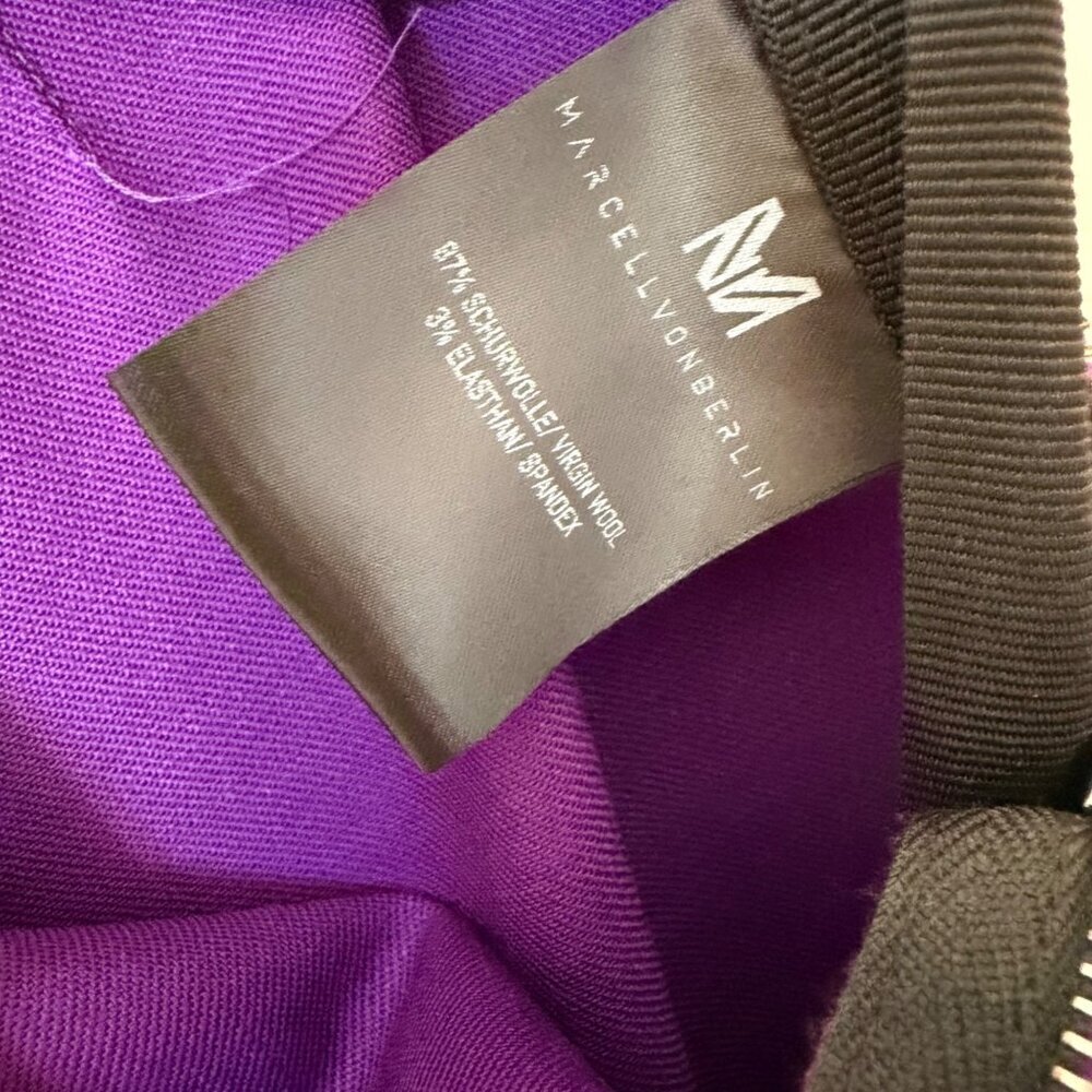 Marcell Von Berlin Purple Flared Suit Pants Size 4 With Side Zipper - Picture 7 of 7